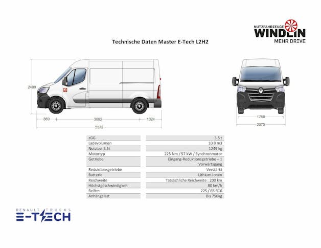 Renault Master E-Tech 3.5t EV 52kWh L2H2