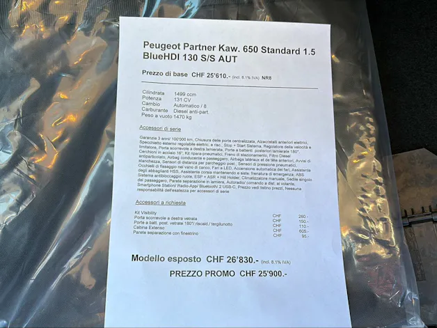 Peugeot Partner 1.5 Blue HDi Standard 650kg EAT8