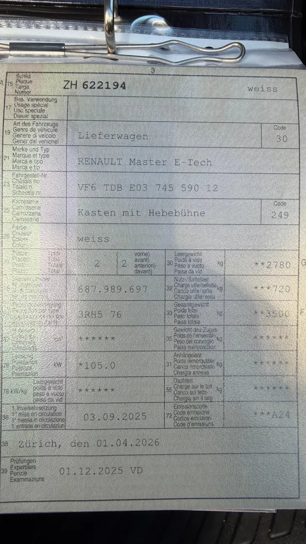 Renault E-Tech Master Koffer/Hebebühne