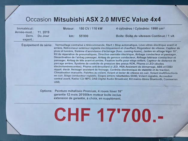Mitsubishi ASX 2.0 MIVEC Value 4x4